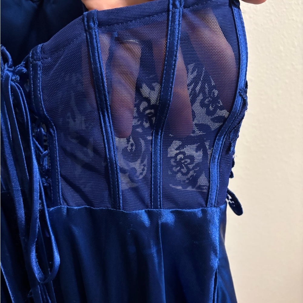 Blondie Nites Royal Blue Lace PROM Dress Size 1 - Picture 7 of 8